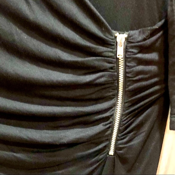 ATTENTION black 3/4 sleeves wrap dress with side zipper rouching size L NWT - Picture 4 of 10